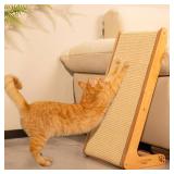 CHEERHOME PETS Sisal Cat Scratcher Ramp for Indoor Cats, 24.8" L Shape Cat Scratching Post Climbing Vertical Cat Scratch Pad, Solid Wooden Cat Furniture(Standard)