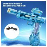 Electric Water Gun for Adults Kids, Transparent Automatic Squirt Watergun with Water Spray Sound and Led Lights, Summer Outdoor Water Pistol Pool Beach Party Toys for Boys Girls, Blue (missing chargin