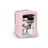 Iceblue Mini Fridge, Skincare Fridge with Viewing Window, 4 Liter /6 Cans Compact Mini Makeup Fridge for Beauty & Beverages, Tiny Fridge for Desk, Bedroom, Car, Office, Dorm, Gift - Pink (missing shel