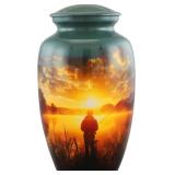 Large Fishing Cremation Urn for Human Ashes Adult   Handmade Funeral Urn for Men & Women, 200 Cubic Inch Memorial Urn, Decorative Burial Urn with Velvet Bag for Loved One (Non-Customize, Adult)