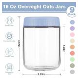 Overnight Oats Containers with Lids, 16oz Wide Mouth Mason Jars with Lids, 9 Pack Glass Jars with Airtight lid for Chia Pudding Yogurt Salad, Meal Prer Oatmeal Jars