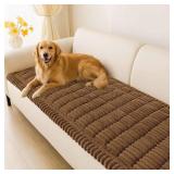 hyha Couch Cover for Dogs Washable, Non Slip Thick Flannel Sofa Protector, Pet Friendly Plush Furniture Cover for Sectional Sofa & Loveseat (Brown, 27.6" x 59")