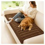 hyha Couch Cover for Dogs Washable, Non Slip Thick Flannel Sofa Protector, Pet Friendly Plush Furniture Cover for Sectional Sofa & Loveseat (Brown, 27.6" x 59")