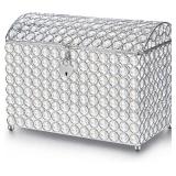 Nitial Crystal Wedding Card Box with Heart Lock 11in Wedding Money Box Treasure Chest Silver Bead Card Receiving Memory Storage for Reception Brithday Graduation Baby Shower Party (Elegant Style)