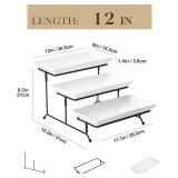MALACASA 3 Tier Serving Trays for Party, Porcelain Serving Platters and Trays, 12 Inch Tiered Tray Stand, Fruit Tray, Trays for Serving Food, White Dessert Stand with Collapsible Sturdier Metal Rack
