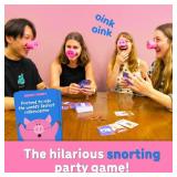 Snort Funny   The Oinkredible You Laugh You Lose Party Game, Family Games for Kids and Adults w/ 150 Challenge Cards, 5 Pig Snouts & Mud Tokens, Funny Games for Friend & Family, 4-8 Players, Ages 8+