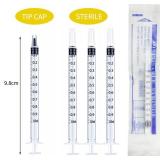 50 Pcs 1ml Syringes with Caps Oral Dispenser Individually Sterile Warpped for Medicine Dropper, Colostrum Collect Feeding Pets, Liquid