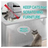 Thicken Vinyl Anti Cat Scratch Furniture Protector, Single-Sided Sticky Couch Protector for Cats, Flexible Couch Corner Guard Under Cats Claw, Cat Scratch Deterrent Tape-(160" x 12.4")