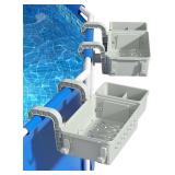 SUMMERBUDDY 2 Sets Upgrade Poolside Storage Basket, Above Ground Pool Storage Basket with Pool Cup Holder, For Steel Round or Oval Frame Above Ground Pools, Fits 3 Inch or Less Top Rail