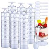 Nuogo 200 Pcs 5oz Mini Dessert Cups with Spoons Bulk 100 Pcs Clear Small Parfait Appetizer Cup with 100 Spoons Disposable Plastic Dessert Goblets for Summer Party Pudding Ice Cream(Transparent Color)