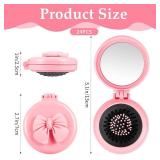 24 Pcs Foldable Travel Mirror Hair Brushes, Pink Coquette Bow Mini Hair Brushes, Round Compact Massage Scalp Comb, Preppy Detangler Brush for Purse Travel Team Gifts Trendy Stuff Party Favors