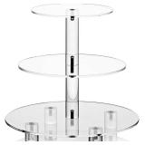 Acrylic Cupcake Stand, Clear Dessert Tower Holder Display with Base for Wedding, Party, Baby Shower, 3 Tier Round, Transparent