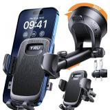 2026 BEST & Military-Grade Car Phone Holder Mount, 360  Rotatable Suction & 100+LBS Safest Strongest & Patent Certs Dashboard Windshield Vent Truck Stand for iPhone 17 16 Pro Max Samsung, Matt Black