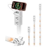 Blueera 2 Pack Electrical Outlet Extender Stick Features USB-C, 2 USB-A, 2AC Outlets, 17"-36" Extandable Stick Access Hard-to-Reach, 4-Way Wall Plug Power Socket Extender Behind Couch, Nightstands