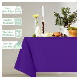 ABCCANOPY 2 Pack Rectangle Polyester Tablecloth 60 x 84 Inch Indoor Outdoor Stain-Resistant Washable Heavy-Duty Fabric Table Cover Elegant Home Decor Purple