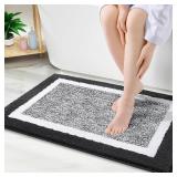 OLANLY Bathroom Rugs 36x24, Extra Soft and Absorbent Microfiber Bath Rugs, Non-Slip, Machine Washable, Quick Dry Shaggy Bath Carpet, Bath Mats for Bathroom Floor, Tub, Shower, Black