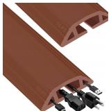 $42 MYFAMIREA 20FT Floor Cord Cover Heavy Duty Cable Cover Protector 3 Channels Extension PVC Floor Wire Cover Outdoor Cord Hider Management Cord Cover for Wire on Floor Home Outdoor (2PCS 10FT, Brown