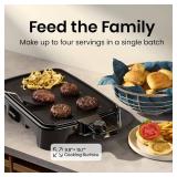 $35 Chefman Electric Griddle with Removable Temperature Control, Immersible Flat Top Grill, Burger, Eggs, Pancake Griddle, Nonstick Easy Clean Cooking Surface, Slide Out Drip Tray, 10 x 16 Inch