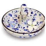Wedding Ring Holder - Ceramic Ring Stand With Jewelry Plate, Blue Dots Jewelry Holder for Rings, Earrings, Necklace Organizer - Gift for Mom, Bridesmaid, Engagement