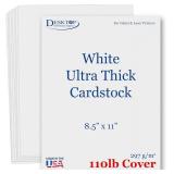 $24 White 110lb Cover (300gsm) Cardstock 8.5x11 - Ultra Heavyweight Thick Card Stock, Smooth Bright White Printer Paper - Invitations, Menus, Posters, Brochures, Crafts - Inkjet/Laser Printers -100 Sh
