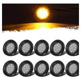 $40 Partsam 10Pcs 2.5" Round Amber 13 LED Side Marker Clearance Lights with Reflectors for Truck Trailer RV, Grommets and Pigtails Include, Clear Lens, Sealed Waterproof, Flush Mount, 12V