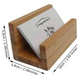 2 Pack Bamboo Wood Desktop Business Card Holder Display for Desk Sturdy Business Card Stand for Office Tabletop Counter Organizer