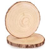$15 FSWCCK 2 Pack Nature Unfinished Round Wood Slices, 8-9 Inches Wooden Circle, Large Wood Slabs for Weddings Centerpieces Decor and DIY Painting Crafts (8"-9")