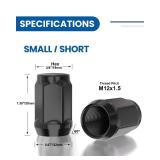 $17 GAsupply M12x1.5 Black Lug Nuts, 20pcs Closed End Bulge Acorn Wheel Lug Nut 3/4 inch (19mm) Hex 1.38" 35mm Length