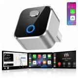 $29 Wireless CarPlay Adapter for iPhone, 2-in-1 USB Carplay Wireless Adapter for CarPlay& Android Auto Wireless Adapter, One-Click Switch User, Supports Map,Music,Spotify,etc Functional(Silver)
