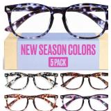 CCVOO +0.5 Clear Vision Reading Glasses for Women   5-Pack Blue Light Filtering Readers with Spring Hinges