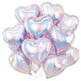 $13 Iridescent Heart Balloons, 10 Pcs Transparent Rainbow Heart Shaped Balloon, 18 Inch Gradient Clear Foil Balloons for Engagement Brithday Baby Shower Wedding Valentines Mermaid Party Decorations