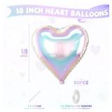 $13 Iridescent Heart Balloons, 10 Pcs Transparent Rainbow Heart Shaped Balloon, 18 Inch Gradient Clear Foil Balloons for Engagement Brithday Baby Shower Wedding Valentines Mermaid Party Decorations