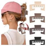 Hat-Friendly Claw Clips for Baseball Caps - 4 Pcs Trucker Hat Hair Clips for Women, Claw Clips for Thick Hair Hat Hairstyles, Gifts Hair Accessories