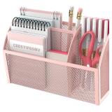 $13 DALTACK Magnetic Pencil Holder Shelf for the Whiteboard 3-Grid Mesh Pen Refrigerator Organizer Locker Accessories Home,School and Office,Pink (3-GridPink)