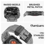 $19 amBand Compatible with Apple Watch Series 11/10 42mm Bands Case for Men Women, M1 Sport Rugged Protective Cover Tactical Strap Military Protector Bumper for iWatch Accessories - Crystal Black