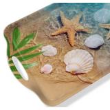 $20 Serving Tray Decorative Tray with Handles Multi-Purpose Rectangular Serving Trays for Restaurant, Parties, Coffee Table, Kitchen - Starfish Beach