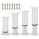 $23 4PCS Adjustable 7.08-12.2 Inch Metal Furniture Legs White Furniture Replacement Foot Legs for Kitchen Cabinet Sofa Bed Desk Table Feet Support(White)