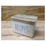 $14 Dahey Wooden Recipe Box White Recipe Organizer with 100 Recipe Cards and 6 Dividers, Recipe Card Holder Box Set with Lid and Slots to Write in Your Own Recipes for Cooking Lover Kitchen, 6.9