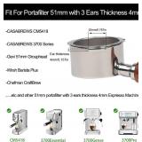 $25 CAPFEI 51mm Bottomless Portafilter 3 Ears Compatible with CASABREWS CM5418, 3700Essential, Mr. Coffee Espresso and Cappuccino Machine, Wirsh Espresso | Stainless Steel Filter Basket 0.3mm Pores