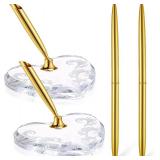 $19 Outus 2 Pcs Wedding Pens Set for Guest Book Acrylic Heart Pen Holder Stand with Gold Pen for Wedding Bridal Engagement Guests Book Ceremony Valentines Favor