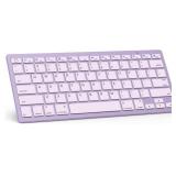 $20 OMOTON Ultra-Slim Bluetooth Keyboard for iPad 11th/10th/9th/8th/7th, iPad Pro/Air/Mini and iPhone Series, Wireless iOS Keyboard with 12 Multimedia Keys for Office, Home, Travel, School, Purple