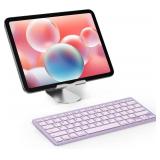 $20 OMOTON Ultra-Slim Bluetooth Keyboard for iPad 11th/10th/9th/8th/7th, iPad Pro/Air/Mini and iPhone Series, Wireless iOS Keyboard with 12 Multimedia Keys for Office, Home, Travel, School, Purple