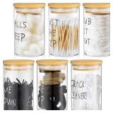 $20 6 Pcs Apothecary Jars Glass Jars with Lids for Bathroom Holder Glass Cotton Ball Holder for Home Bathroom Farmhouse Storage Containers Makeup Organizer Decoration