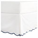 $20 HIG Off-White Chic Full Bed Skirt - Easy Fit Scallop Edge Pleated Bedskirts, 14 Inch Drop Anti-Slip Dust Ruffle, Thick Fabric for Enhanced Privacy, Pre-Washed for Long-Lasting Use(N60022)