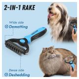 $20 Docrok Pet Grooming Combo - Blue Deshedding Brush with Metal Comb for Detangling and Dematting Long, Matted Fur on Cats and Dogs