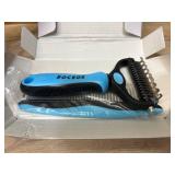 $20 Docrok Pet Grooming Combo - Blue Deshedding Brush with Metal Comb for Detangling and Dematting Long, Matted Fur on Cats and Dogs