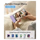 Kuulaa Portable Charger iPhone 4500mAh Mini Power Bank,Cute Battery Pack Backup Charger Travel Compatible with iPhone 14/13/12/11/XS/XR/Airpods (Purple)