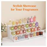$16 Lifewit 4 Tier White Display Riser Stand with Decorative Secure Fences, Tool-free Assembly, Plastic 12 Inch Perfume Organizer, Display for Figures, Cupcake, Dessert, 1-pack