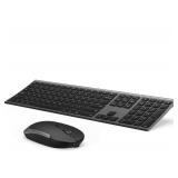 $32 Wireless Keyboard and Mouse, Vssoplor Rechargeable Quiet Full-Size Keyboard and Mouse Combo Set Ultra Slim Design for Laptop, PC, Notebook, Desktop-Dark Gray