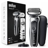 $180 Braun Series 7 7032cs Flex Electric Razor for Men, Wet & Dry, Electric Razor, Rechargeable, Cordless Foil Shaver with Beard Trimmer and Charging Stand, Silver